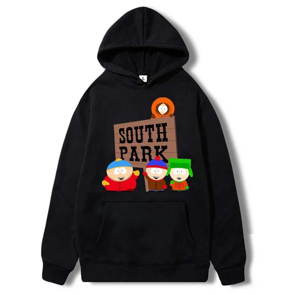 Design Harajuku graphic hoodie South Park print mens Pullover hoodie fashion black and white pop Sudadera Con Capucha Hombre W240921