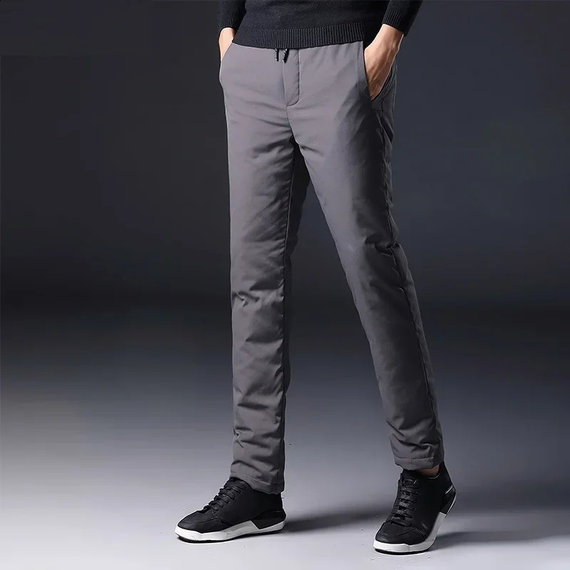 Winter Mens 90% White Duck Down Pants High Quality Slim Straight Snow Pants Warm Down Padded Trousers Male Outerwear PT-361 240913