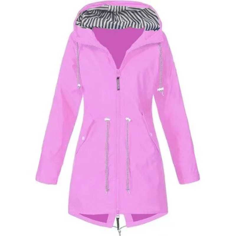 Hooded British Windbreaker Autumn Winter Zipper Women Assault Jacket Outdoor Mountaineering Coat Long Sleeve CasualX240921