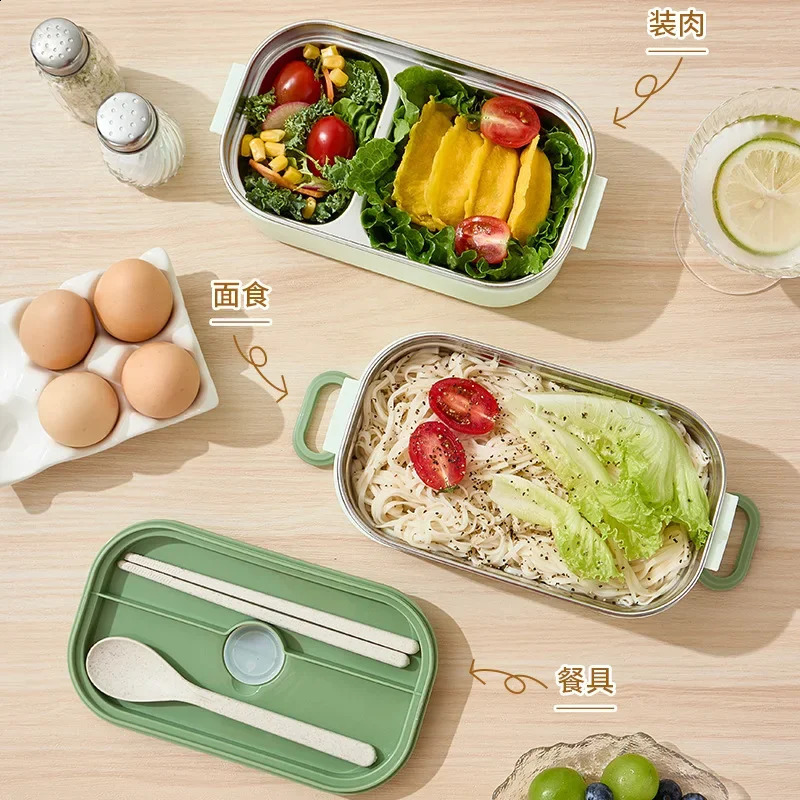304 stainless steel split lunch box suitable for children adults stackable portable leak proof bento microwave sealed large food containers 240919