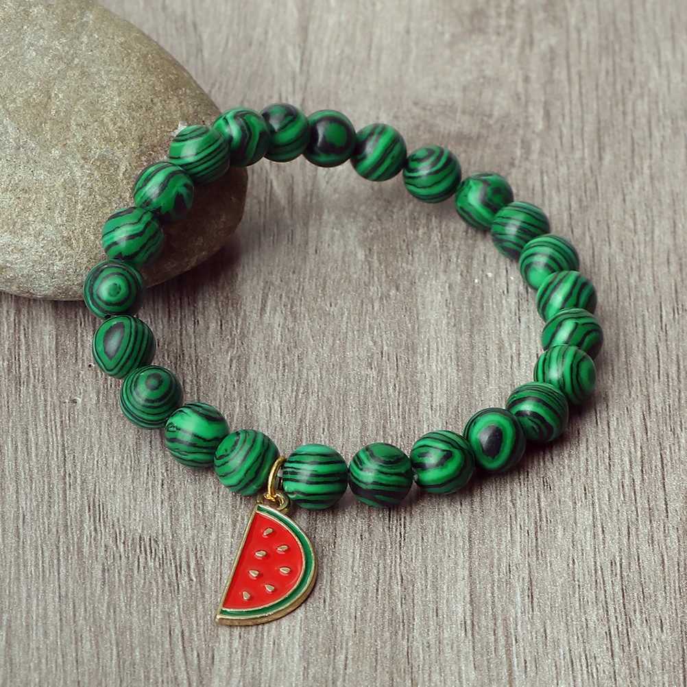 Fashionable Malachite Stone Beads Bracelets Women Boho Fruit Watermelon Bracelet Bangle Girls Charm Prayer Summer Jewelry GiftX240921