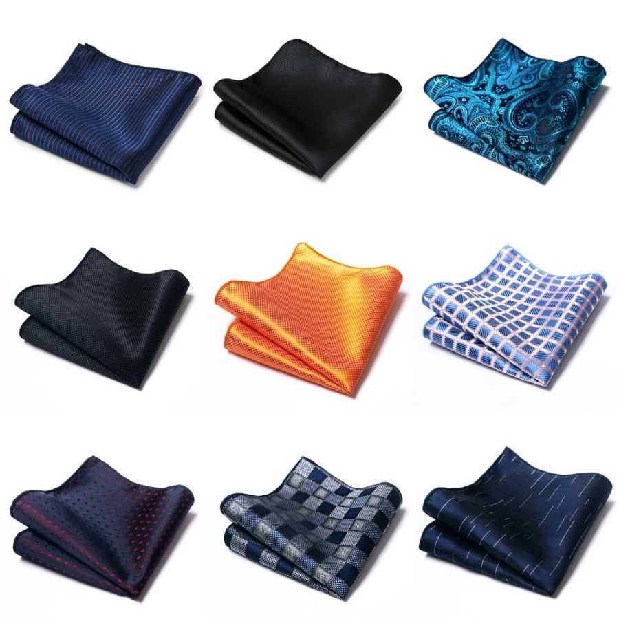 High Grade Brand Silk Kerchief Man Dark Blue Striped April Fools Day Fit Formal Party Pocket Square Handkerchiefs Suit HankyX240921