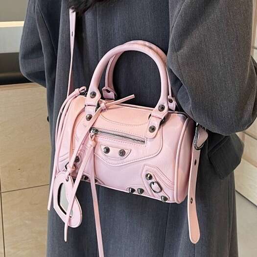 Trendy Cool Motorcycle For Women New Fashionable And Popular Handheld Pink Pillow Wide Strap Single Shoulder Crossbody Bag