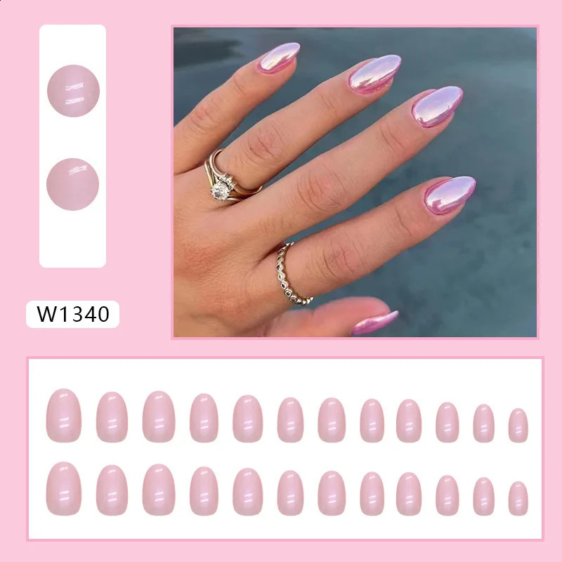 24Pcs Short Fake Acrylic Press On Nails Set Removable Wearing False Nails Tips Decorated Artificial Realistic Nail Art Supplies 240914