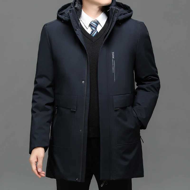 Mens hooded casual jacket long Parkas 2023 mens new autumn winter warm and waterproof Parkas jacket 2-piece winter Parkas W240920