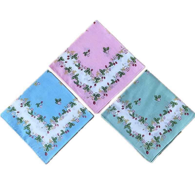 3Pcs 43x43cm Square Printed Womens Handle Retro Cotton Towel Mothers Day Gift W240921