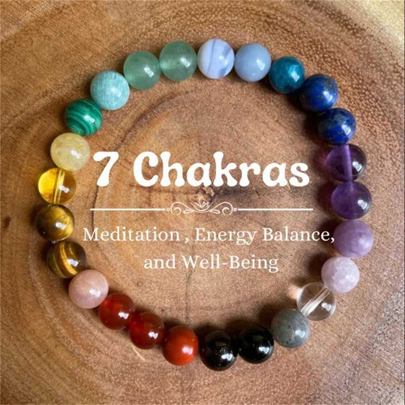 Natural Stone Crystal Beads Bracelet for Women Unisex 7 Chakra Energy Protection Healing Prosperity Bangle Good Luck JewelryX240921