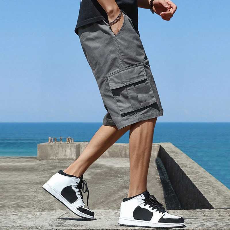 2023 New Summer Men Trend Cargo Shorts Mens Letter Print Pocket Shorts Fashion Casual Straight Shorts Male Ropa HombreX240921
