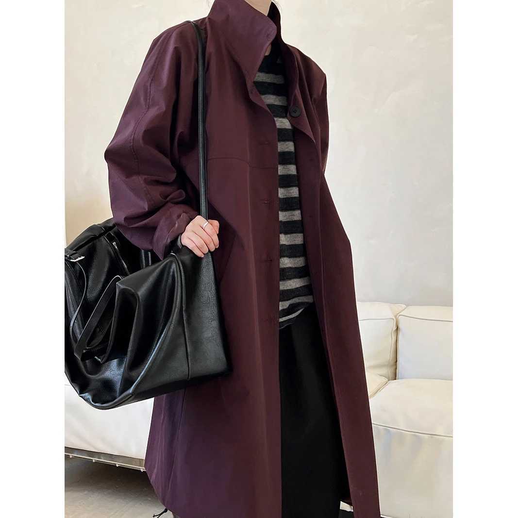2024 Women Autumn Cotton Long Trench Coat Stand Collar Women Fashion Coat Casaco Feminino New Trench FemmeX240921