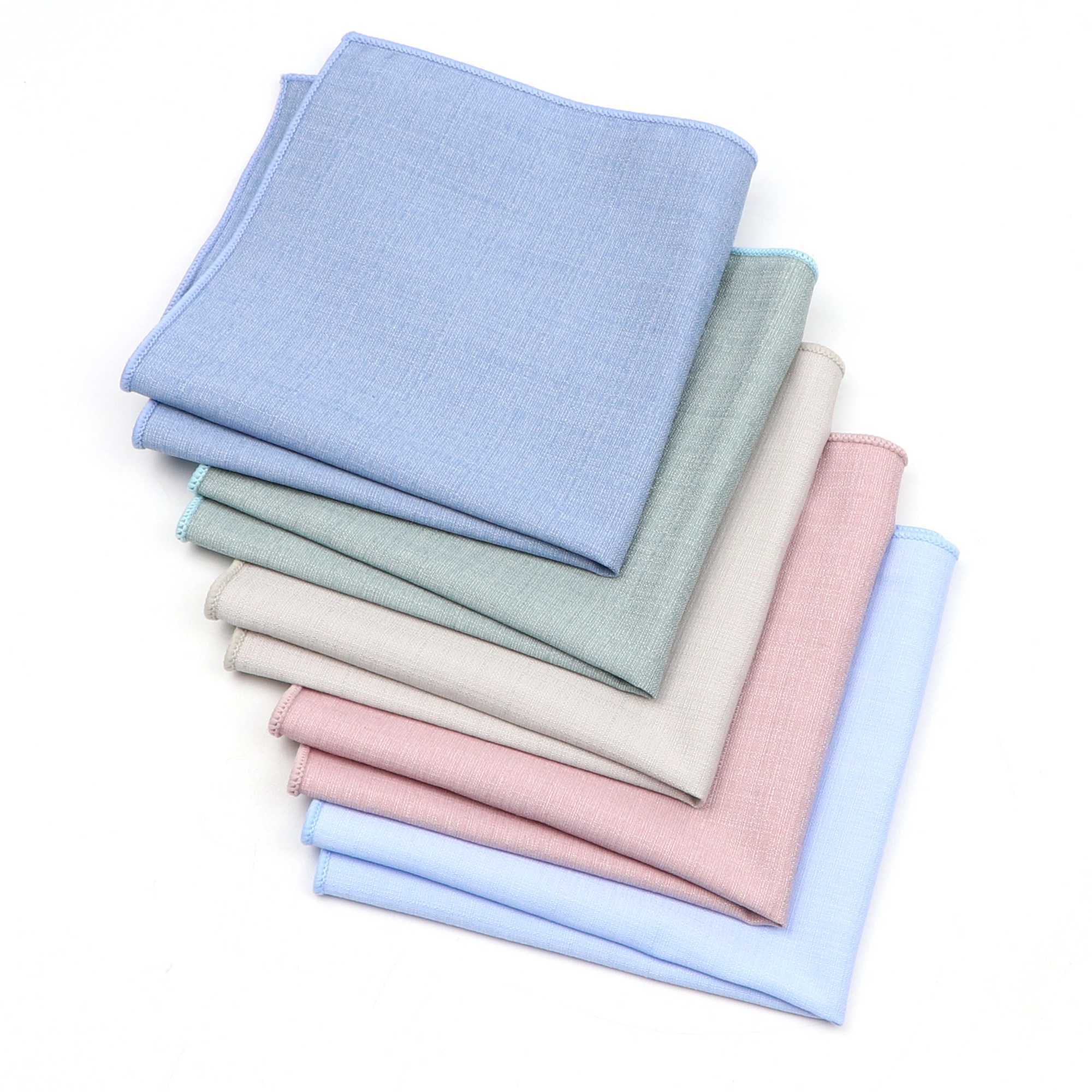 Solid color polyester bamboo fiber handle mens classic casual set pocket square mens black khaki blue towel gift W240921