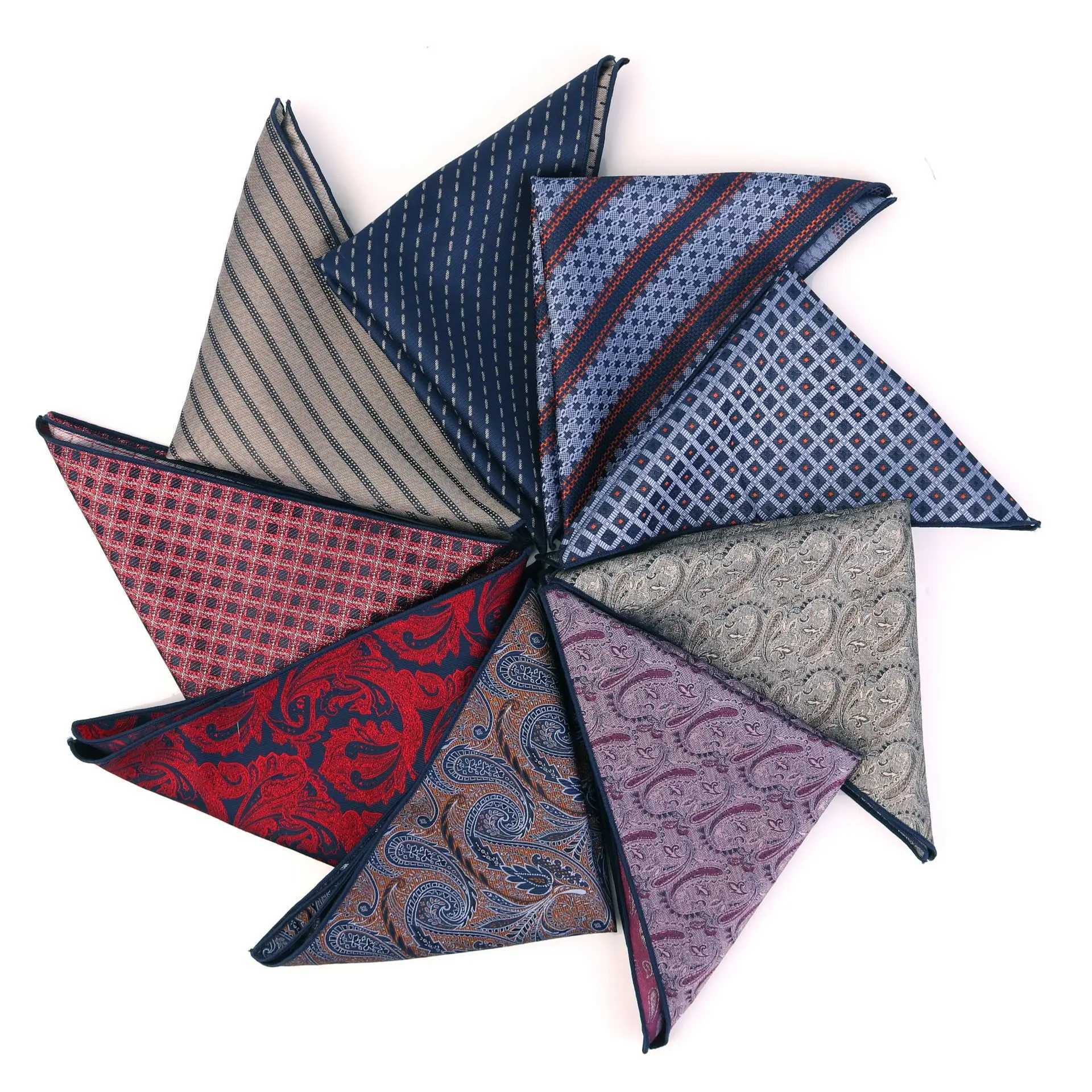 Wine Wedding Handkerchief For Mens Suit Pocket Square Wine Red Paisley Stripe Hanky Wedding Women Men Handkerchief AccessoriesX240921