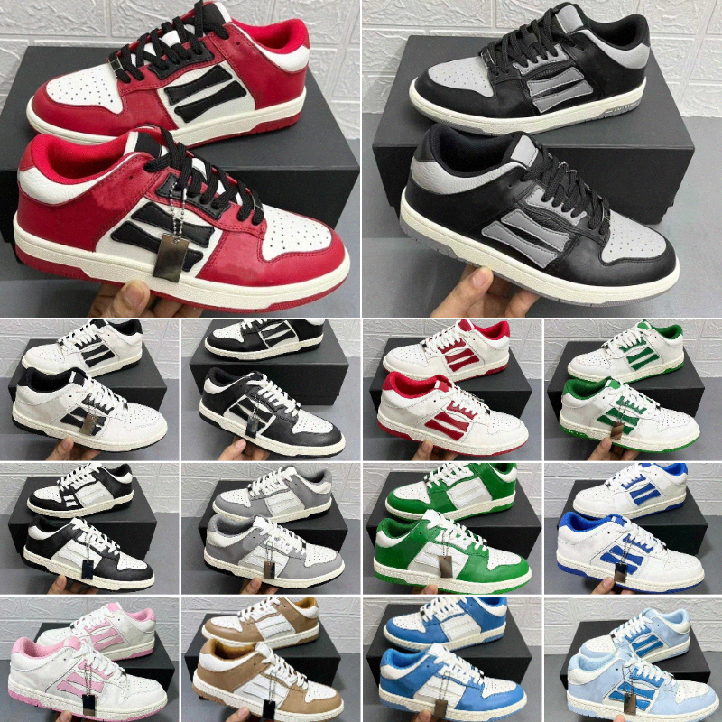 Designer Shoes bone High Quality Leather mens youth White Green Red pink grey Stripes Classic Mens Womens Casual Outdoor shoe
