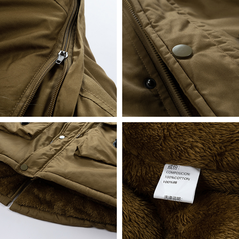 2023 Winter Warm Parkas Windproof Fleece Thick Jacket Men Fashion Fur Collar Hooded Coat Classic Casual Brand Parka Man