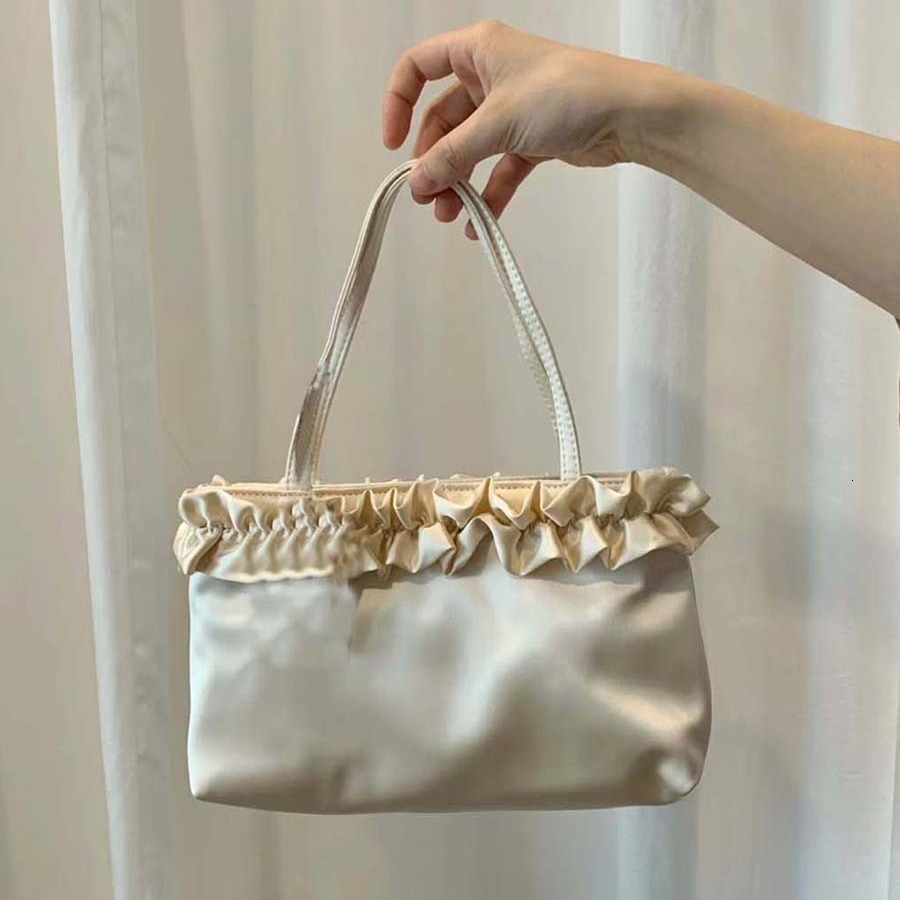 Red crossbody bridal niche handmade satin lace flower underarm 2024 new shoulder bag