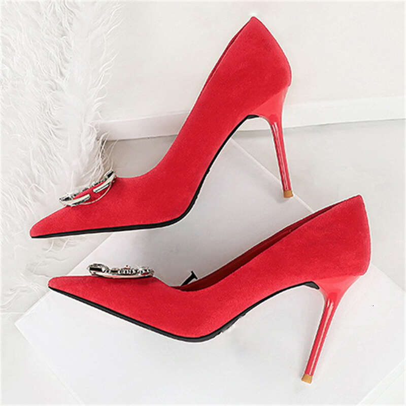 BIGTREE Metal Buckle Pointed Toe Women Pumps Stilettos High Heels Wedding Party Shoes Atos Mujer