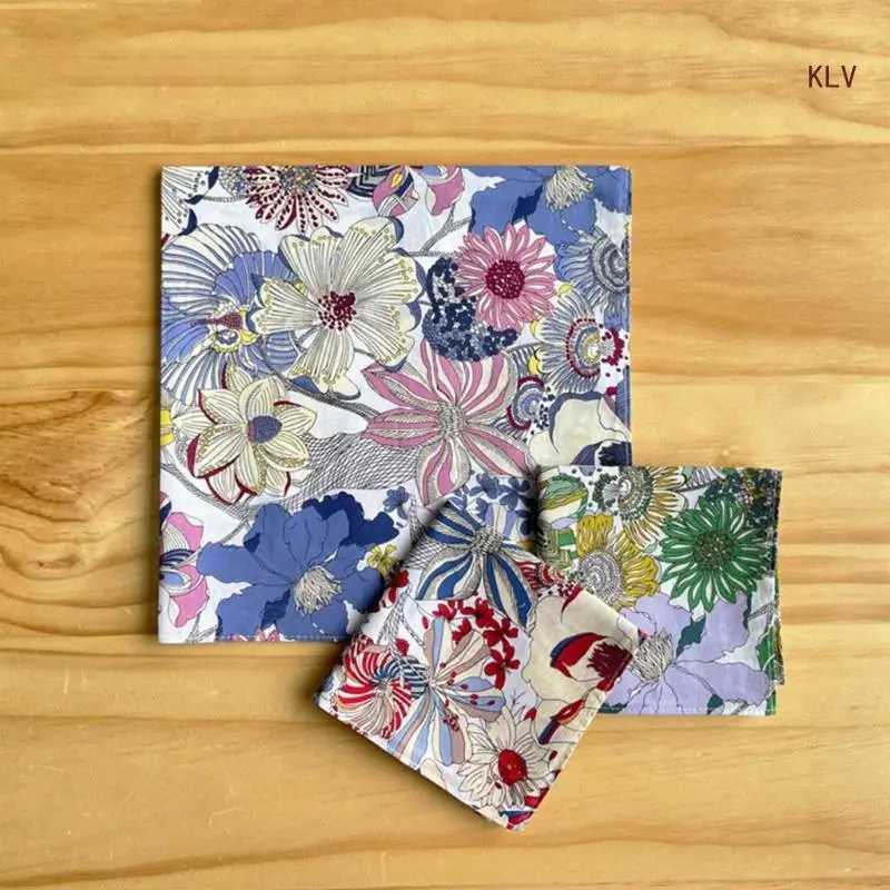 Colorful Hankie Women Handkerchiefs Polyester Floral Pattern Super Soft Washable Hanky Chest Towel Pocket HandkerchiefsX240921