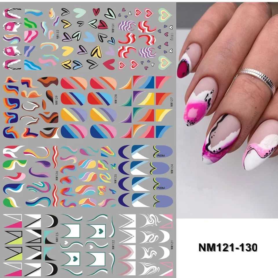 French cutting-edge nail slider stickers tattoos geometric lines nail art transfer water sticker decoration W240823