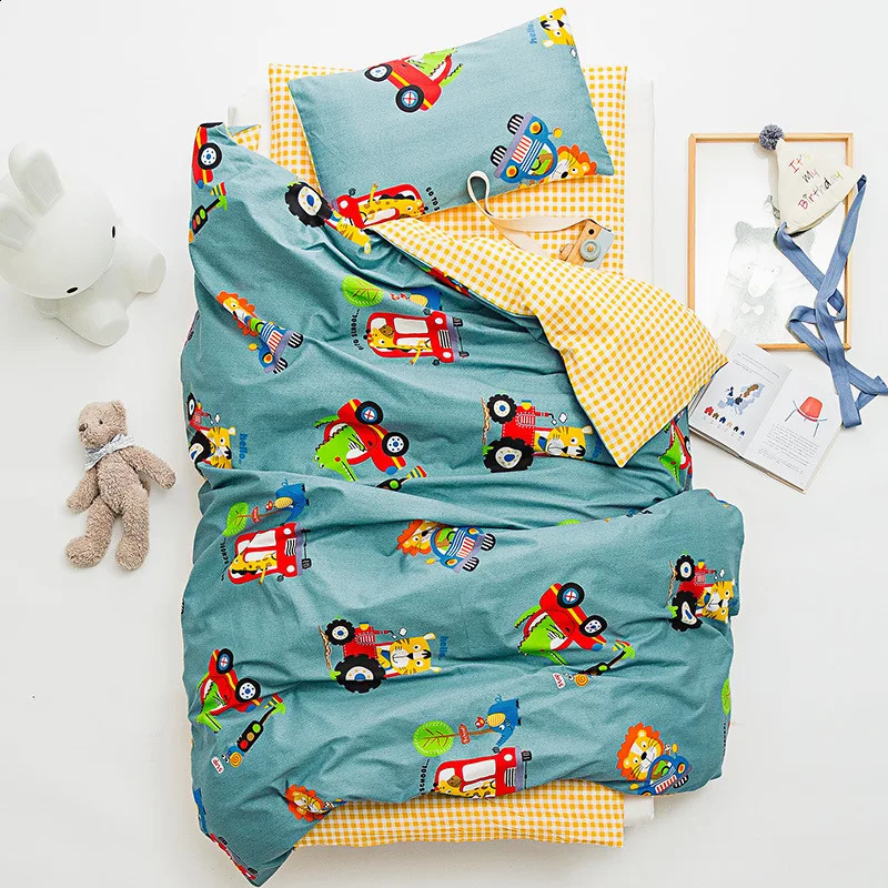 3 piecesset of childrens blankets kindergarten bedding baby crib pillow box cartoon soft cotton quilt cover for boys and girls 240909