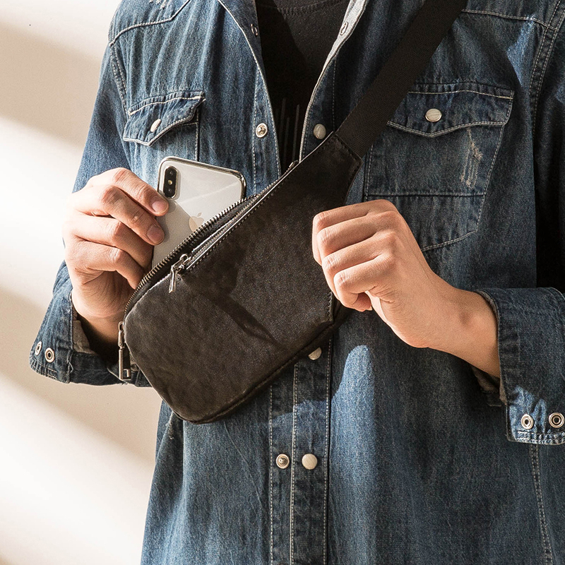 New Fashion Chest Bag Men Genuine Leather Handmade Male Storage Small Pack Mini Crossbody Shoulder Handbag Unisex