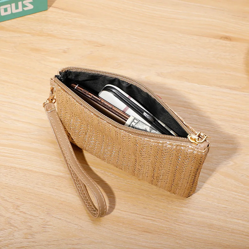 Designer Bag Fashion Ladies Wristlet Clutch Weaving Bag Women Daily Money Phone Straw Woven Coin Purse Summer Beach Wallet Bolsa 240919