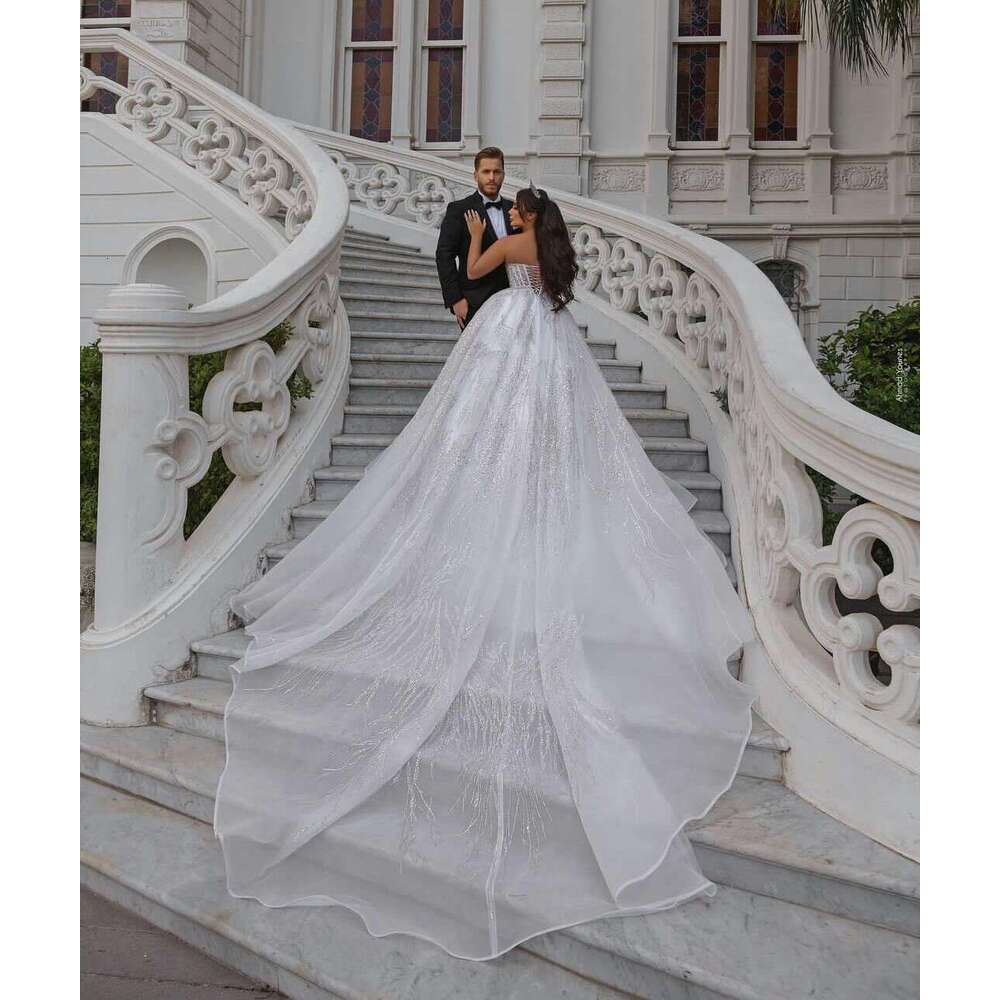 A E Sweetheart Wedding Dress White Crystal Bridal Gowns Custom Made Beading Vestido De Novia