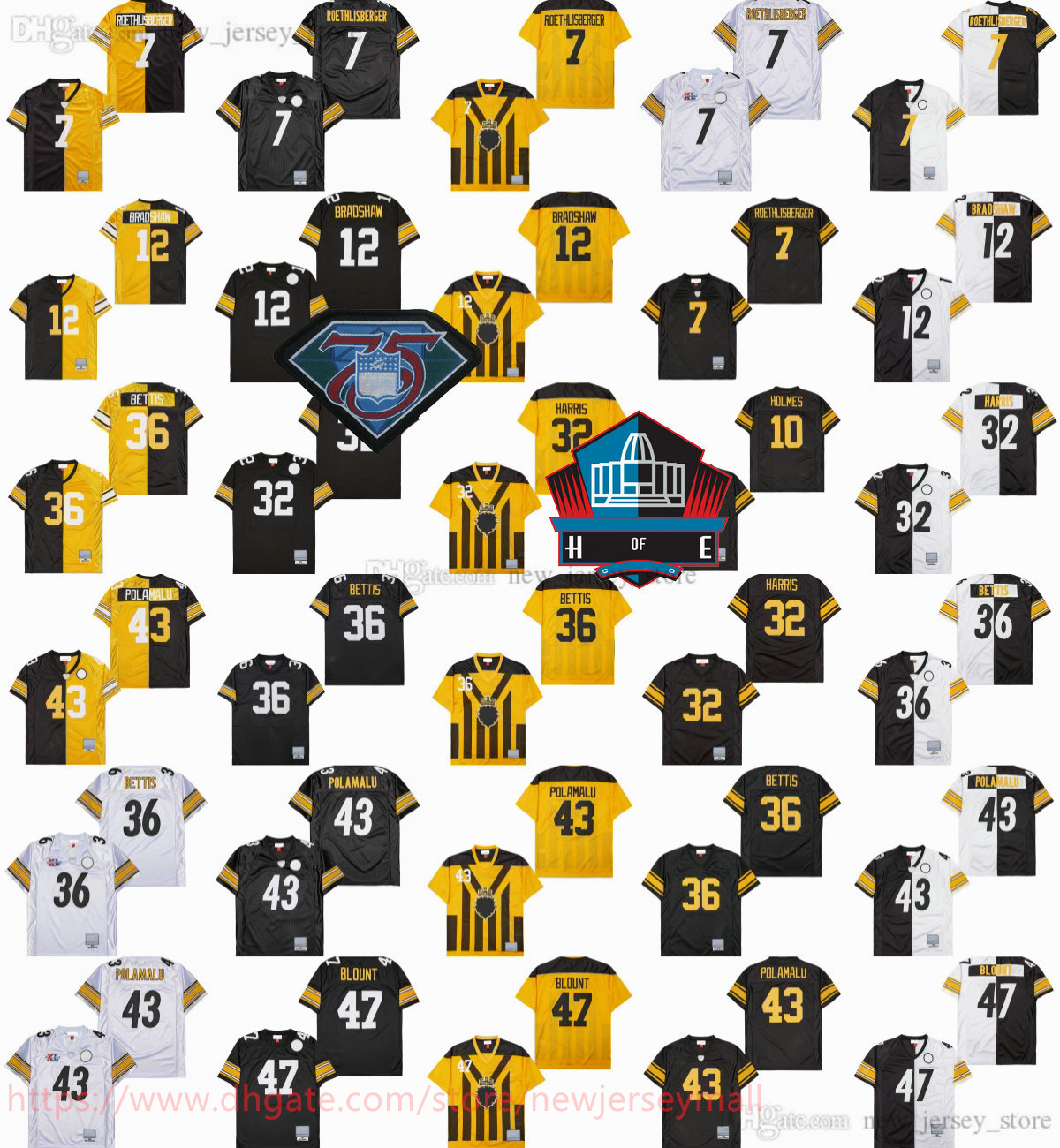 College 1996 Throwback Football 36 Jerome Bettis Jersey Vintage 43 Troy Polamalu 7 Ben Roethlisberger Terry Bradshaw Franco Harris Mel Blount Santonio Holmes Retro