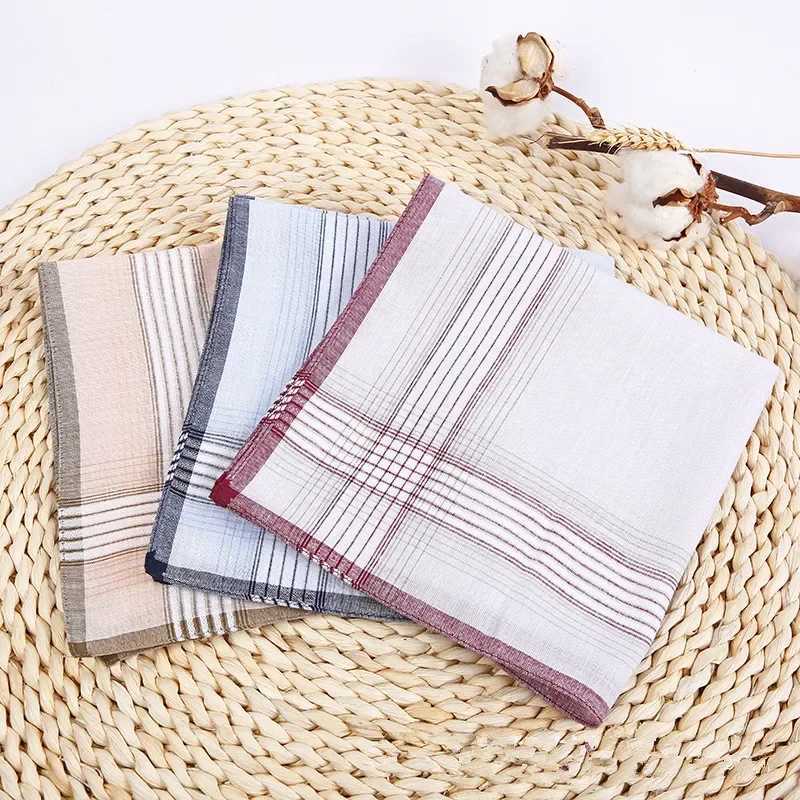 3Pcs 38x38cm 100% cotton plain weave mens pocket business box towel handle scarf wedding party gift W240921