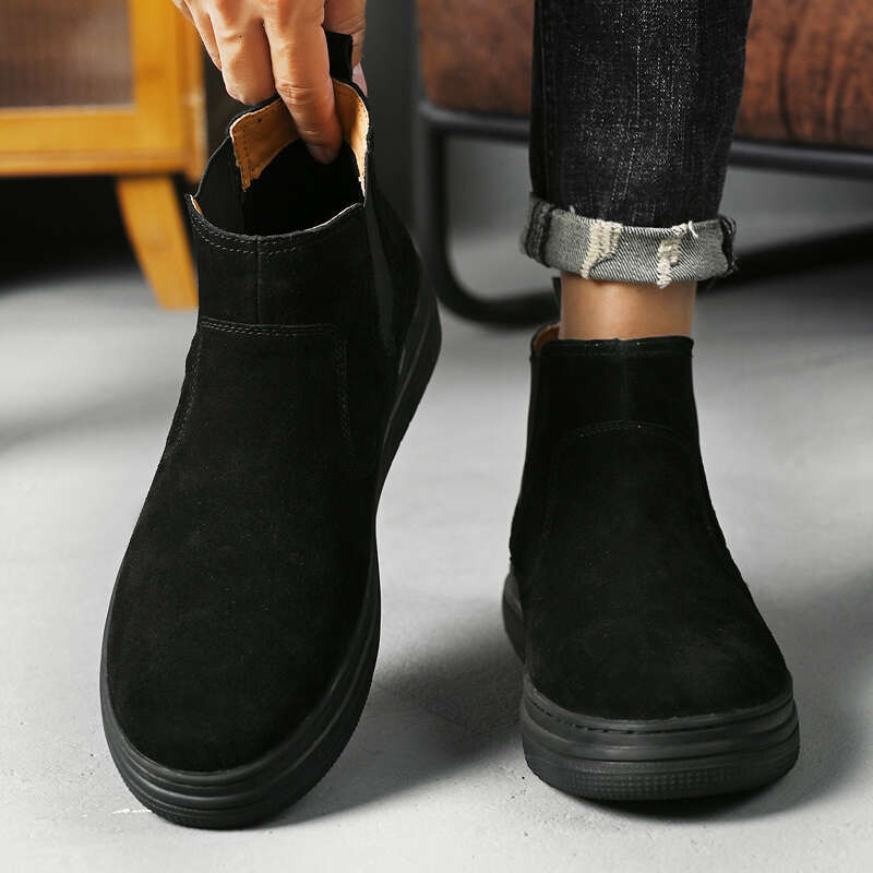 Italian brand autumn and winter men's high top shoe launch event, formal ankle boots, fashionable leather casual shoes