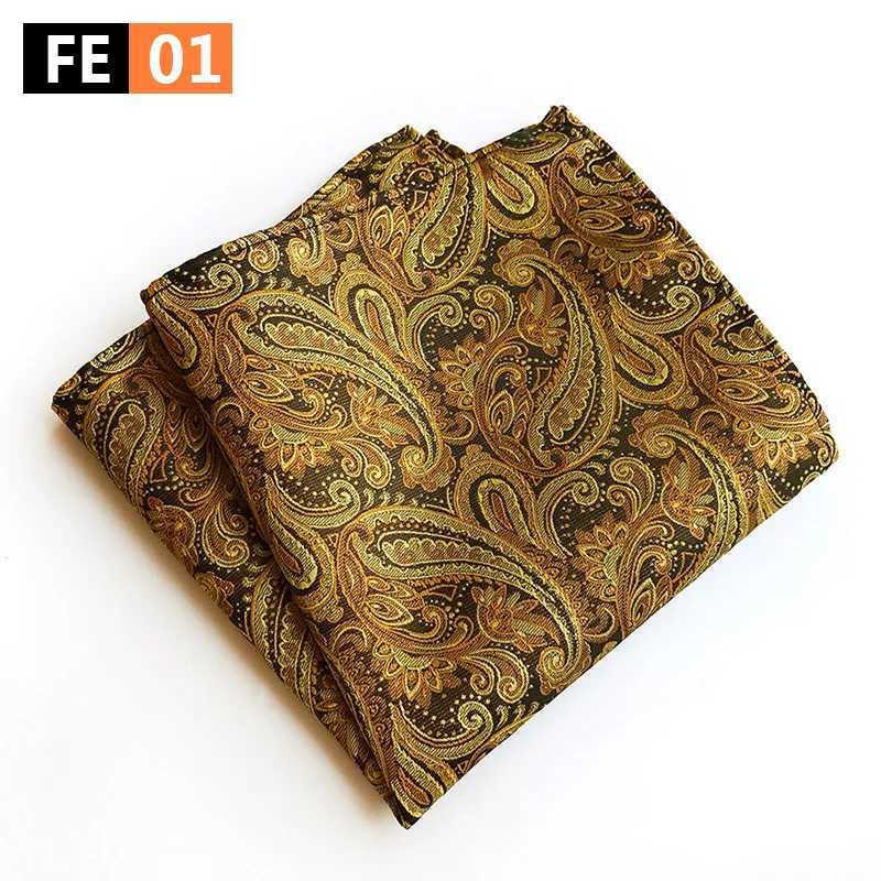 New Design Polyester Hanky Gold Black Paisley Men Fashion Plaid Pocket Square Handkerchiefs for Men Suit Tie HandkerchiefX240921