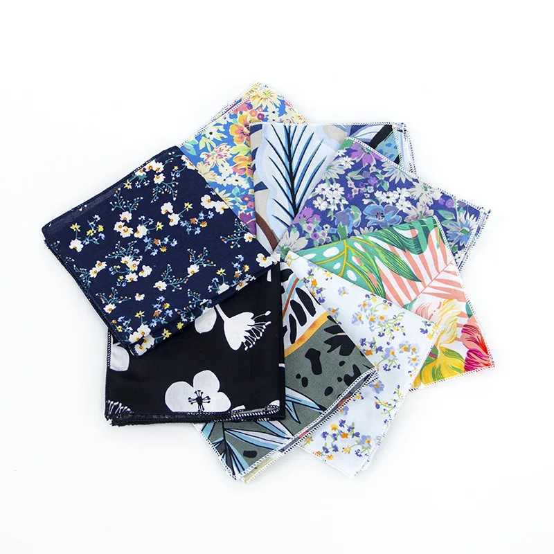 Brand New Style Mens Cotton Hankerchief Scarves Vintage Flower Hankies Mens Pocket Square Handkerchiefs Rose Flower PaisleyX240921