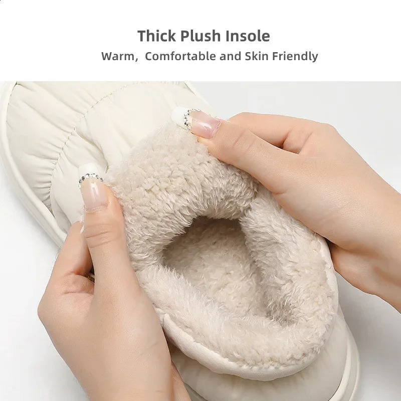 Winter Warm Men Slippers Casual Non-slip Platform Flats Home Waterproof Non Slip Shoes Indoor Outdoor Thick Plush Women Slides 240921