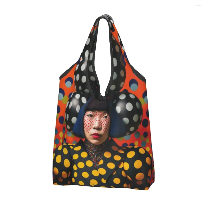 Shopping Bags Custom Yayoi Kusama Abstract Art Pumpkin Groceries Women Fashion Shopper Shoulder Big Capacity Handbag 0d88
