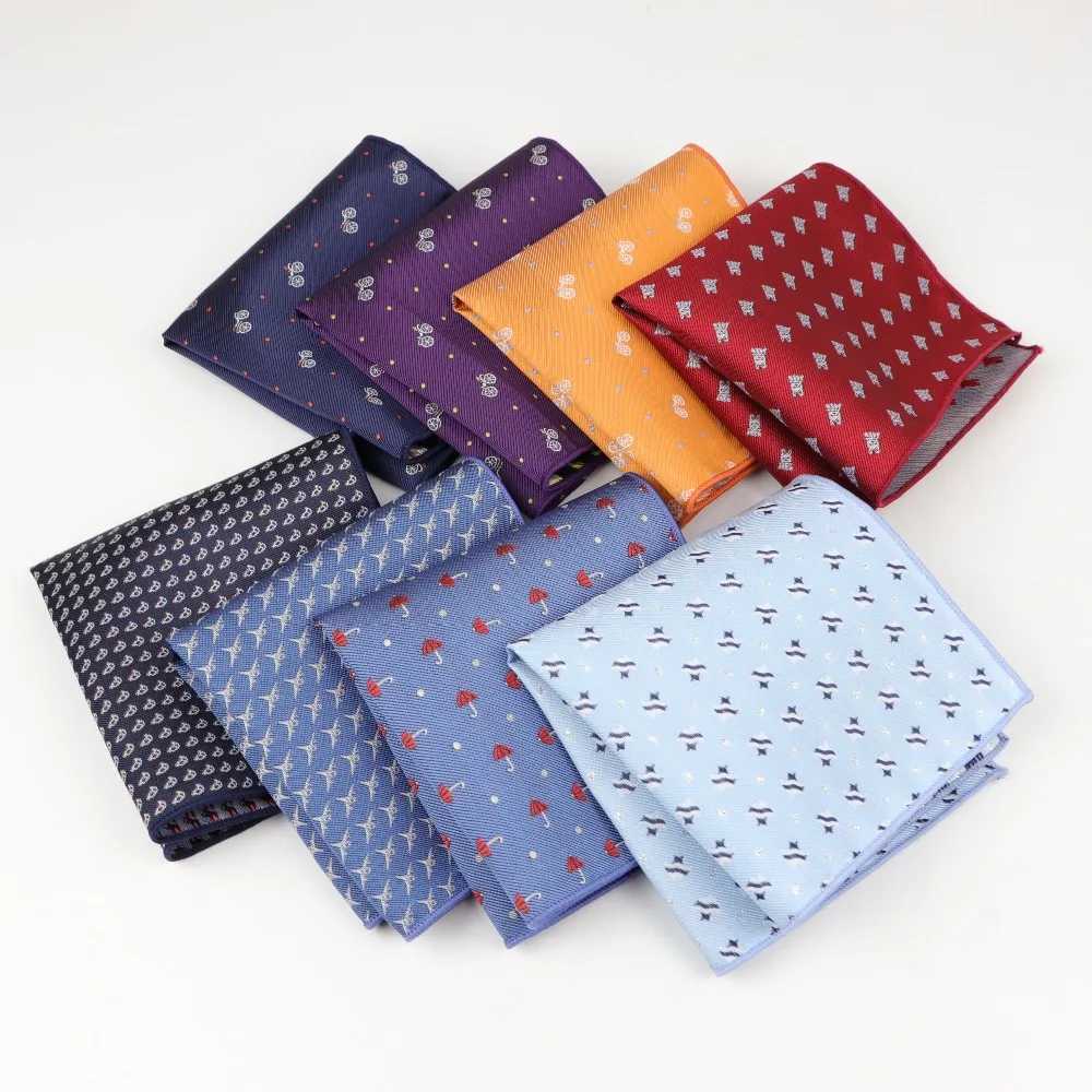 Polyester Hankerchief Scarves Vintage Fabric Hankies Umbrella Car Fish Aircraft Bicycle Pocket Square Handkerchiefs 23*23cmX240921
