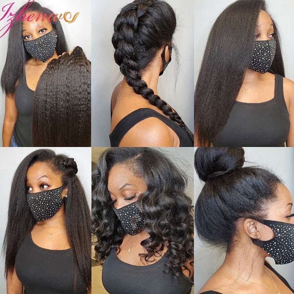 28 30 Inch Transparent 360 13x6 Frontal Pre Plucked Kinky Straight Lace Front Closure Human Hair Remy Wig For Women