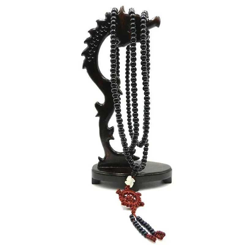 Natural Sandalwood Bracelets Men Buddhist Buddha Meditation Bead Bracelet for Women Prayer 216 Beads Rosary Hanging DecorationX240921