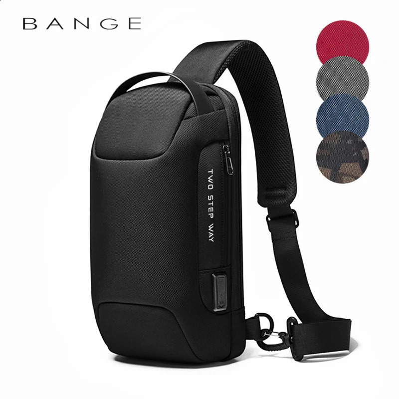 BANGE Mens Waterproof USB Oxford Cross Bag Anti theft Shoulder Strap Sling Multi functional Travel Messenger Luggage 240919