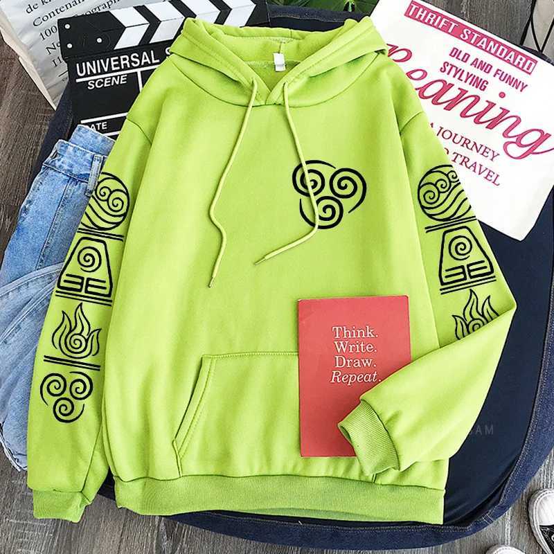 Men's Hoodies Sweatshirts Harajuku Anime Avatar The Last Airy Hoodie Autumn and Winter Water/Ground/Fire/Air Fashion T-shirt Y240921UT0O