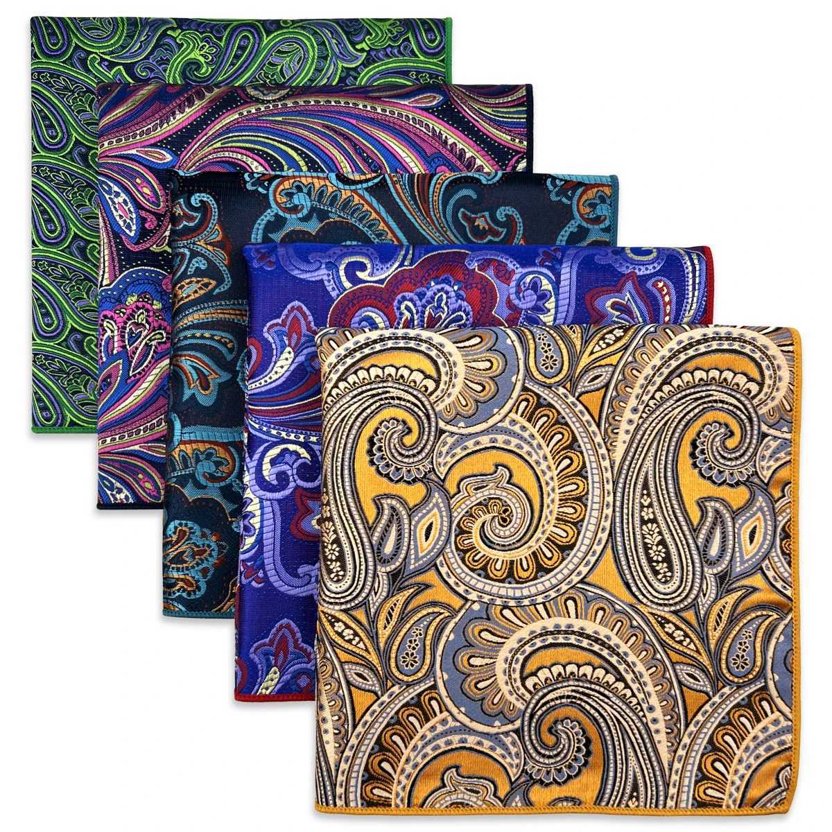 5-piece mens pocket square silk handle set color large accessories gift party W240921