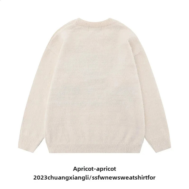 Imagination AutumnWinter Paris Trendy Round Neck Loose Fit Sweater American Style Jacquard Knitted Top Mens 240913