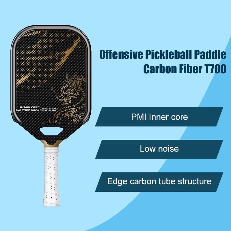 T700 Carbon Fiber Pickleball Paddle Lightweight 14MM PP Honeycomb Core thermoformed Integrated Dragon Pattern