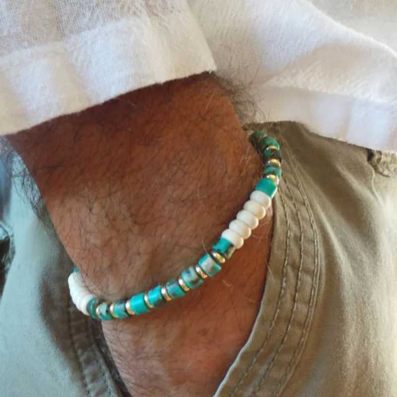Mens Beaded Bracelet Surfer Style Bracelet.Mens Bracelet Stack Stacking Bracelets Stretch Boho BraceletsX240921