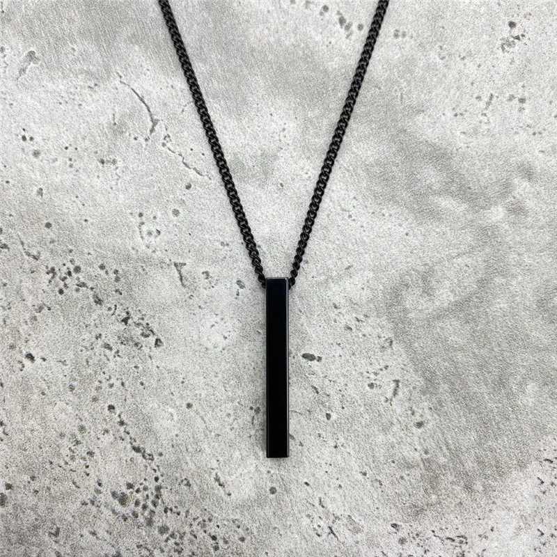 Hot classic rectangular pendant necklace mens stainless steel black Cuban chain necklace mens jewelry gift W240918
