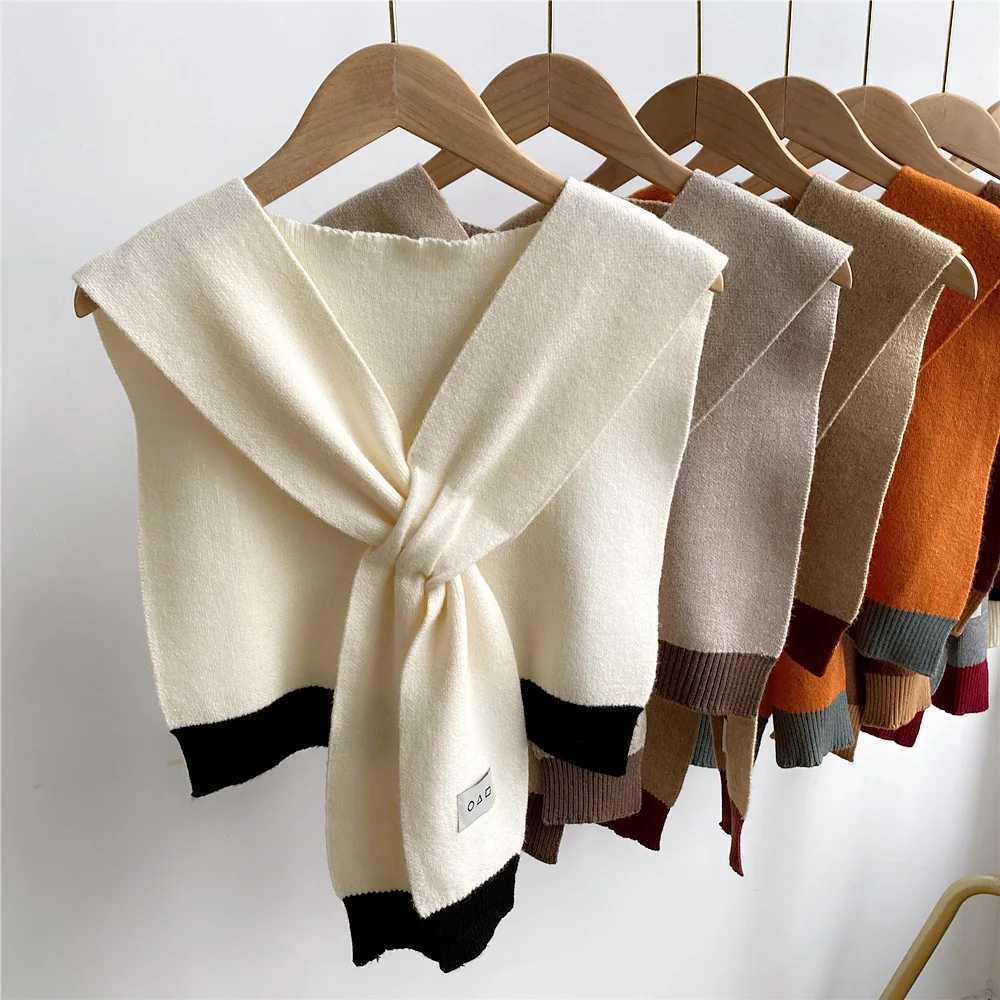 Raincoat Korean Air Conditioning Room Knitted Shawl Womens Spring and Autumn Knitted Cross Shawl Fashion Wrap Solid Shawl W240921