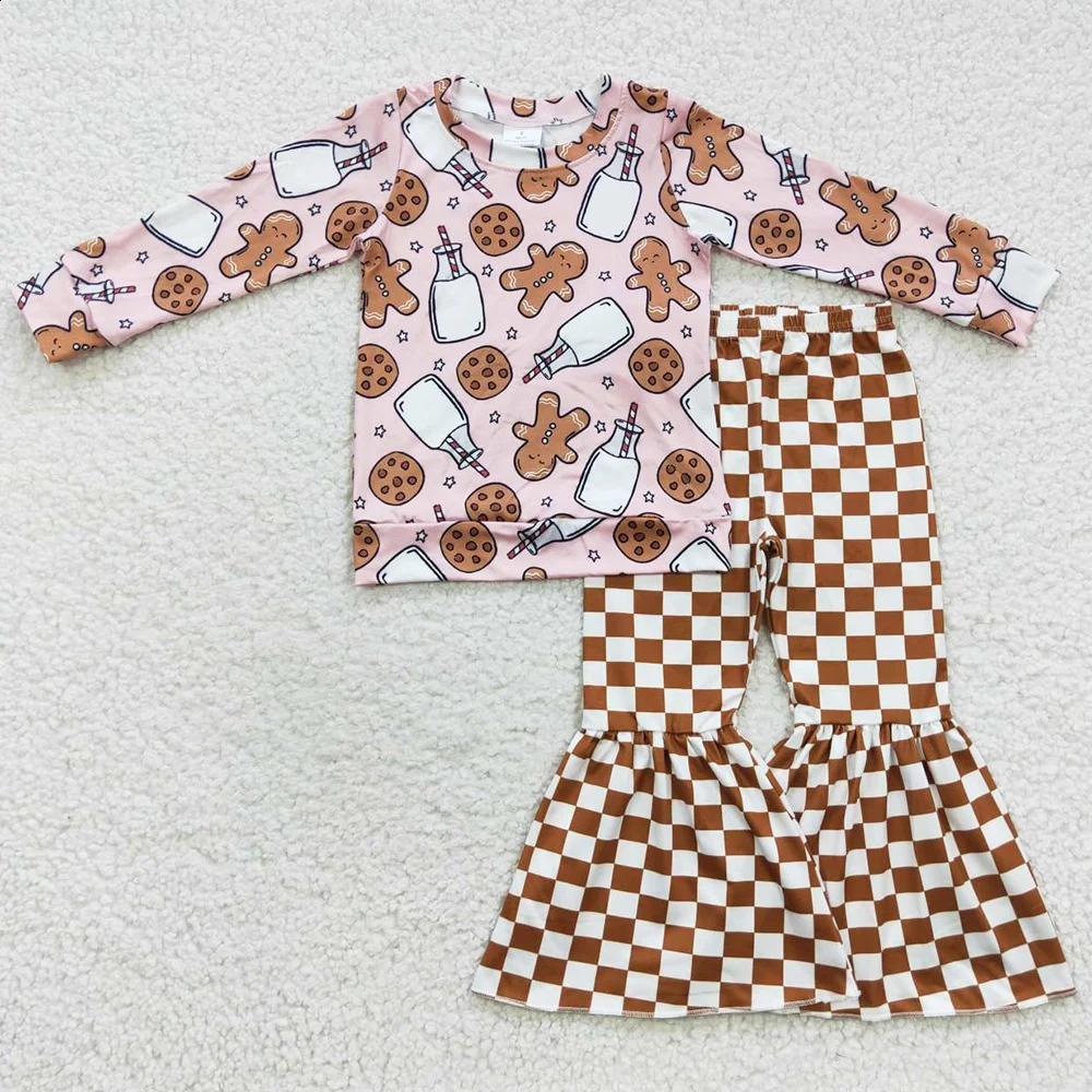 Fashion Baby Girls Clothes Christmas Milk Cookie Santa Claus Embroidery Kids Sibling Clothes Boys Sets Match Baby Rompers 240911