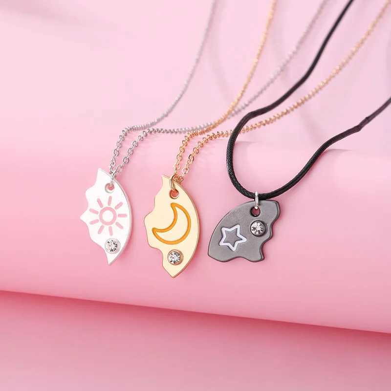 LoveCryst 3-Piece/Set Moon Star Pendant Necklace Best Friend Bff Friendship Couple Necklace Fashion Jewelry W240918