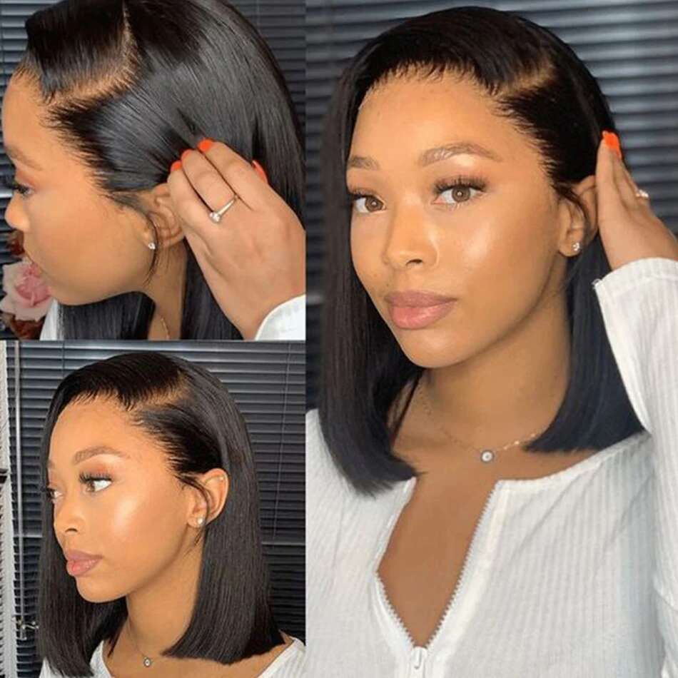 Short Straight Wig 13x4 4x4 Bob Human Hair Remy Lace Front Wigs for Black Women Pre Plucked