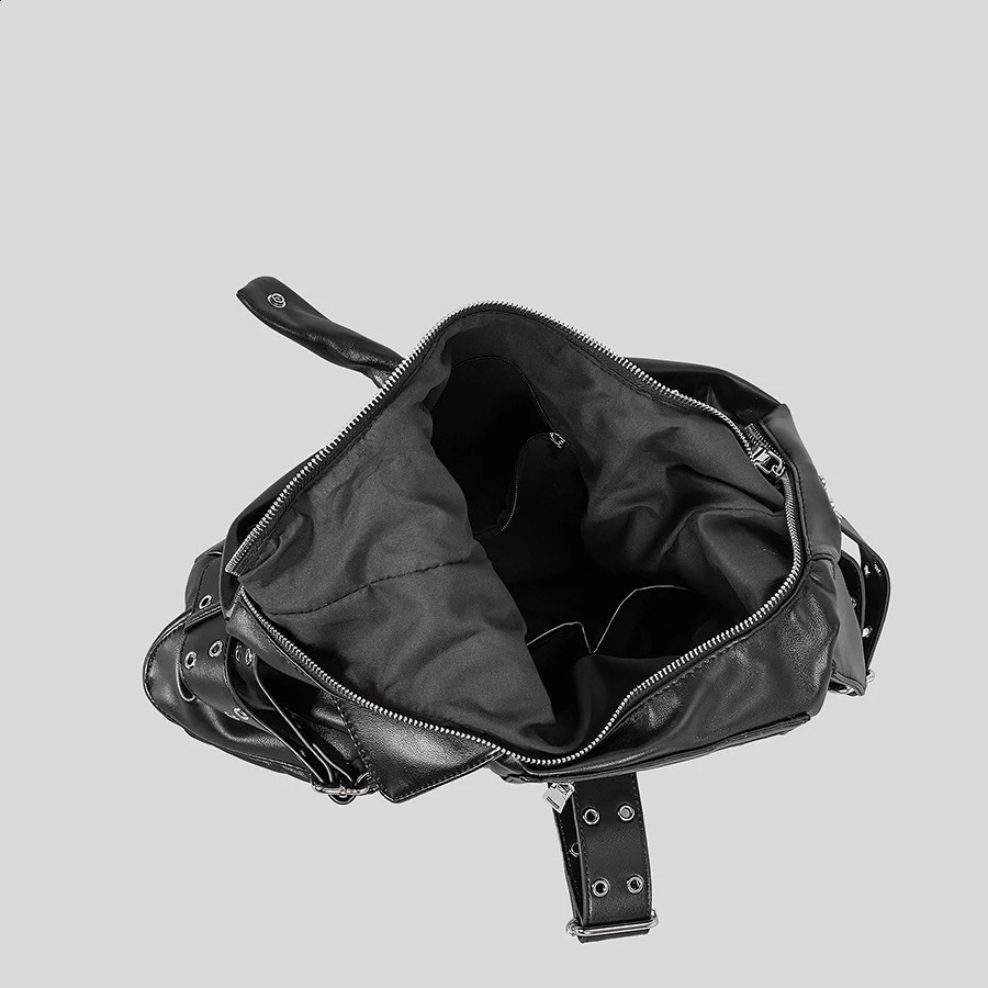 Retro multi pocket denim womens shoulder bag punk wide strap retro lingerie wallet 240919