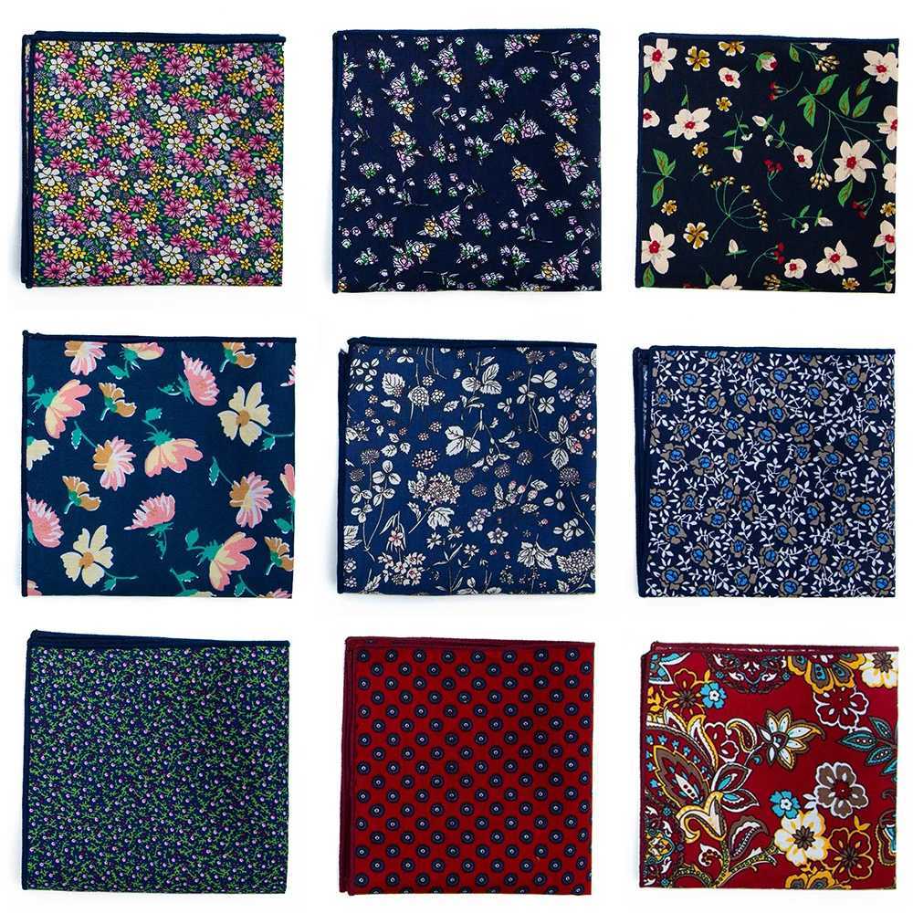 Cotton Handkerchie new 25x25cm printed flower paisley pocket square fashionable retro set pocket towel W240921