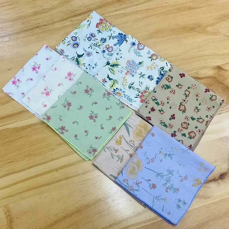 26x26cm Pure Cotton Flower Printed Womens Girl Hankies Handkerchiefs Soft Portable Children Square Hand Towels Party GiftX240921