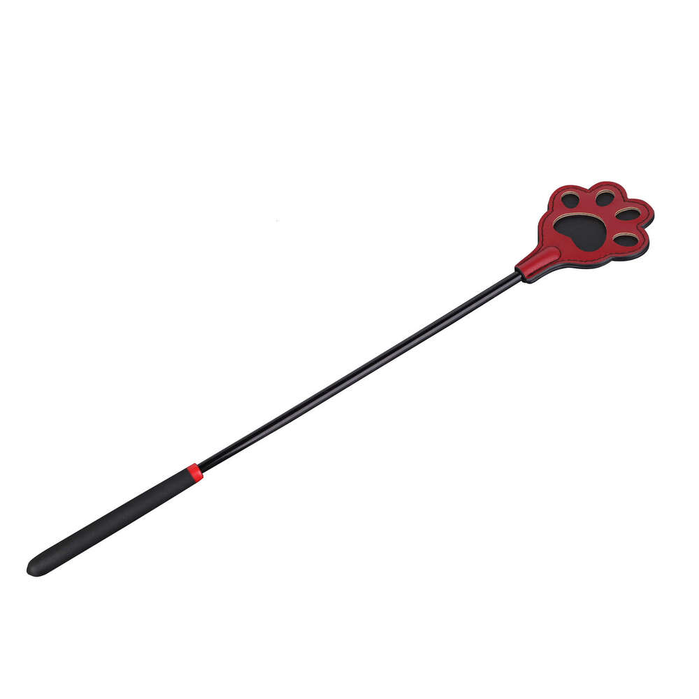 Adult SM prop training reprimand leather whip long pole black and red cat paw patting pu fun racket alternative sex toys